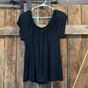 Off the shoulder black cotton shirt
